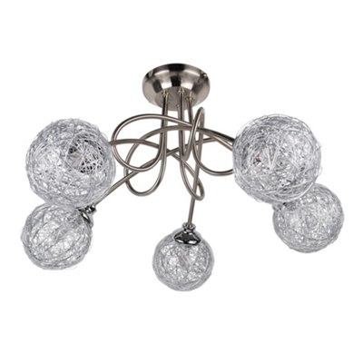 Orinoco 5 Light Satin Nickel Semi Flush Ceiling Light