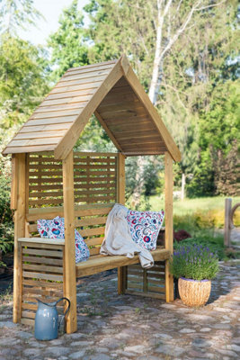Orio Wooden Garden Arbour with bench, half trellis h220x158x77 cm