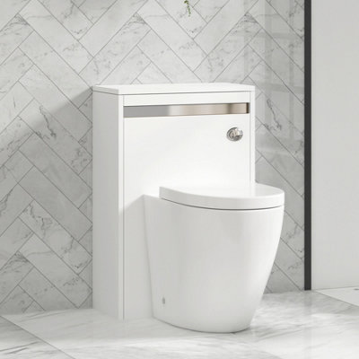 Orion 540mm Matt White BTW WC Toilet Unit with Chrome Strip