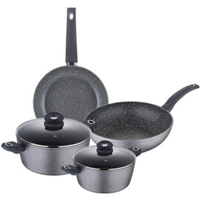 Orion Set of 6 Forged Aluminium Induction Non-stick Cookware Black
