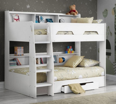 Orion White Wooden Storage Bunk Bed Frame Only - 3ft Single