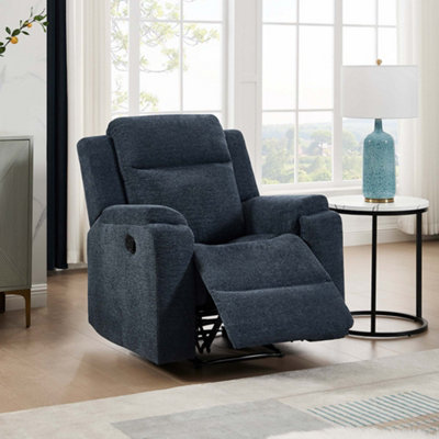 Orka 1 Seater Fabric Manual Recliner Chair Blue