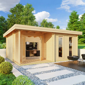 Orkney-Log Cabin, Wooden Garden Room, Timber Summerhouse, Home Office - L580 x W450 x H233.7 cm