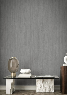 Ornamenta Grey Stripe Texture Wallpaper