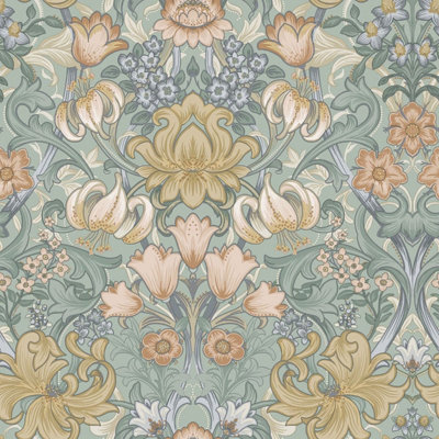 Ornamental Floral Wallpaper Aqua / Multi Holden 13880
