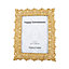 Ornate and Traditional Shiny Gold 5x7 Resin Picture Frame with Floral Decoration