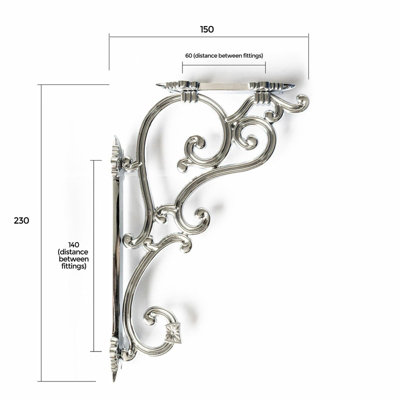 Ornate Chrome Traditional Antique Iron Cast Wall Shelf Toilet Cistern Brackets - 5