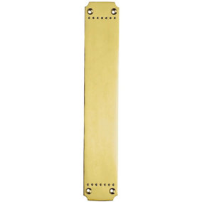 Ornate Door Figner Plate with Dot Pattern 370 x 64mm Polished Brass Push Plate