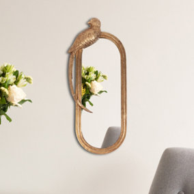 Ornate Gold Bird Wall Mounted Indoor Bathroom Mirror Decorative Living Room Gold Framed Mirror