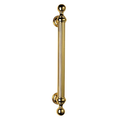 Ornate Pull Handle with Reeded Grip 353mm Fixing Centres Polished Brass