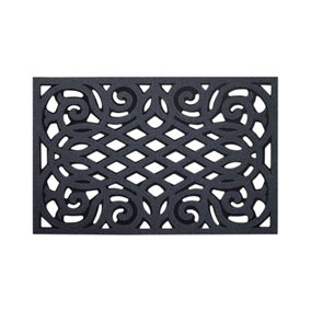 Ornate Small Eco Friendly Doormat in Grey with Open Back
