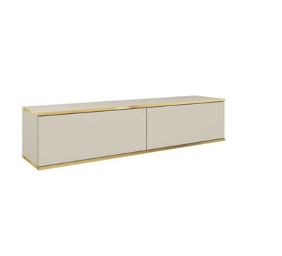 Oro Contemporary Wall Hung TV Cabinet 2 Doors Beige (W)1350mm (H)300mm (D)320mm
