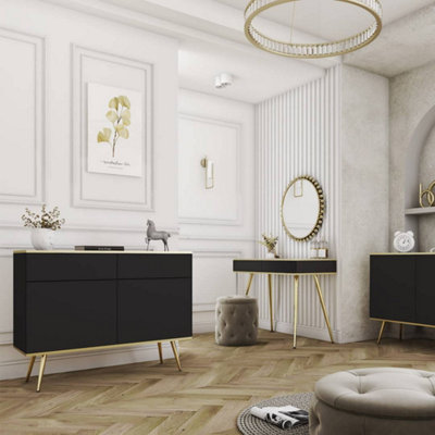 black and gold shirt dress Stag minstrel black/ gold dressing table/desk painted to order – Upcite main image 1
