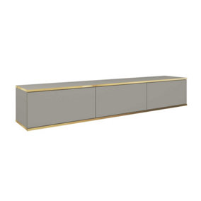 Oro Floating TV Cabinet in Grey - Exquisite and Refined Wall-Mounted Media Console with Doors (W1750mm x H300mm x D320mm)