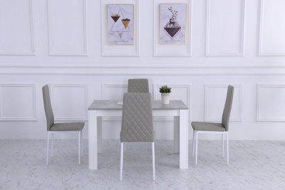 ORSA RECTANGLE CONCRETE EFFECT DINING TABLE SET WITH 4 CHAIRS DIY at B&Q