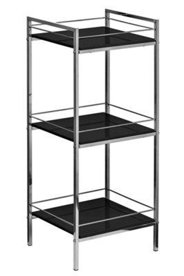 Orsina 3 Tier Black High Gloss Shelf Unit, Modern Black Shelving Unit ...