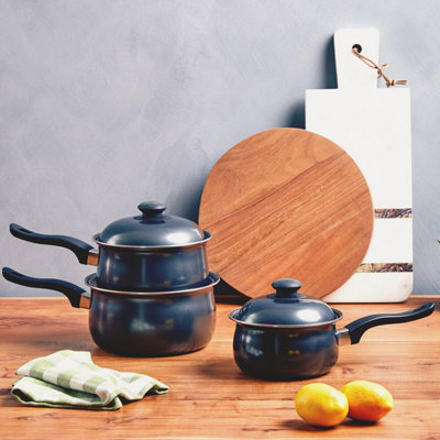 Orsina 3pc Black Belly Pan Set, Non-Stick Aluminium Cookware With ...