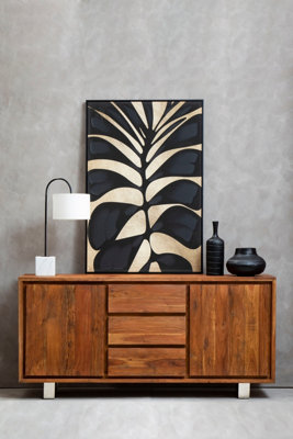 Orsina Acacia Two Door Sideboard, Solid Acacia Wood Cabinet with 3 ...