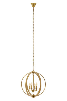 Orsina Antique Brass Pendant Light, Overlapping Ring Chandelier With 4 ...