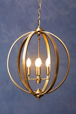 Orsina Antique Brass Pendant Light, Overlapping Ring Chandelier With 4 ...