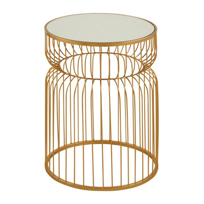 Orsina Avantis Gold Metal Wireframe Round Side Table