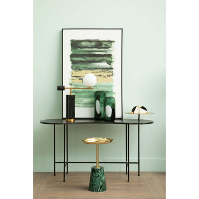 Orsina Avola Gold Side Table Green Marble Effect Base