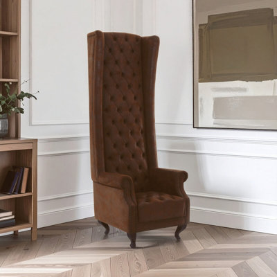 Orsina Brown Tall Porter Chair, High Back Chair, Faux Leather Chair ...