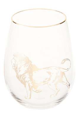 Orsina Comfortable Grip Gold Lion Curved Tumbler, Versatile Tumbler For Parties, Easy Sipping Restaurant Tumbler