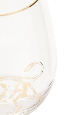 Orsina Comfortable Grip Gold Lion Curved Tumbler, Versatile Tumbler For Parties, Easy Sipping Restaurant Tumbler