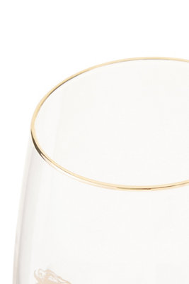 Orsina Comfortable Grip Gold Lion Curved Tumbler, Versatile Tumbler For Parties, Easy Sipping Restaurant Tumbler