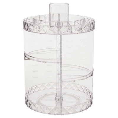 Orsina Contemporary 3 Tier Rotating Cosmetic Organiser, Clear Makeup ...