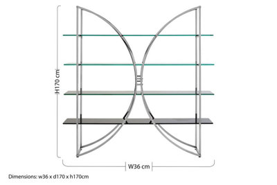 Orsina Curved Design Shelf Unit With Black Glass Shelves,Versatile ...