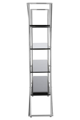 Orsina Curved Design Shelf Unit With Black Glass Shelves,Versatile ...