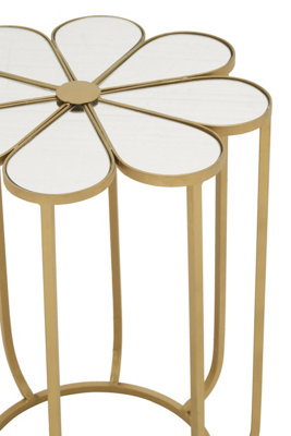 Orsina Distinctive Petal Side Table With Mirrored Top, Gold Finish ...