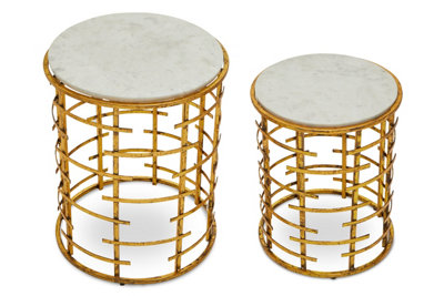 Orsina Distinctive Set Of 2 Tables With Jupiter Base, Metallic Nesting ...