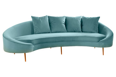 Orsina Durable Design 4 Seat Light Turquoise Sofa, Crescent Inspired ...