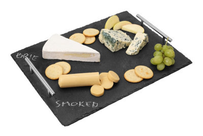 Orsina Durable Large Slate Tray With Stainless Steel Handles, Elegant ...