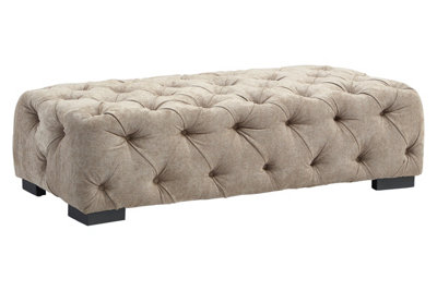 Orsina Elegant Natural Fabric Foostool, Button Tufted Upholstered Soft ...