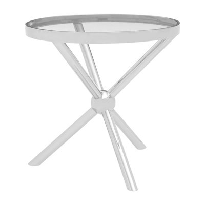Orsina Elegant Round Silver Side Table, Durable Small Lounge Table For ...