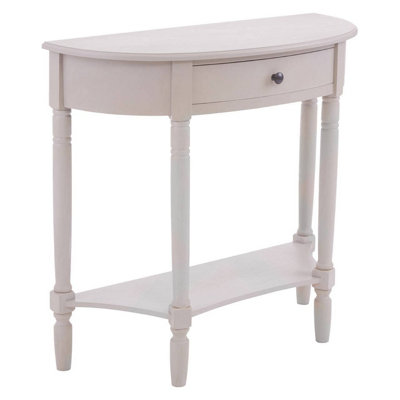Orsina Grey Rounded Console Table for Hallway, Pine Wood Wood Table for ...