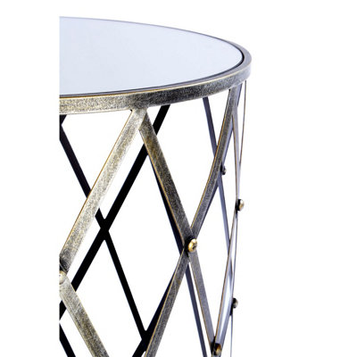 Orsina Industrial Set Of Two Diamond Design Silver Tables, Versatile ...