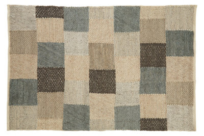 Orsina Large Neutral Grid Woven Rug, Beige, Brown & Grey Handcrafted ...