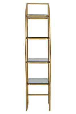 Orsina Left Half Moon Shelf Unit, Modern Retro Gold Shelf Unit, Four ...