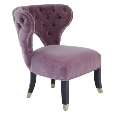 Orsina Lilac Feature Chair,Plush Seat With Black Wooden Legs,Button ...