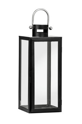 Orsina Medium Black Metal Lantern, Classic Rectangular Candle Lantern ...