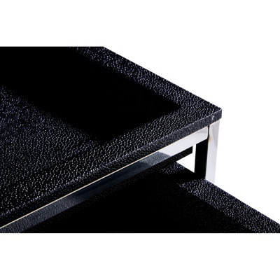 Orsina Modern Design Nest Of 2 Faux Shark Skin Tables, Space Saving ...