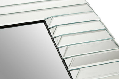Orsina Modern Ridged Wall Mirror, Bevelled Triangular Mirrored Shards ...