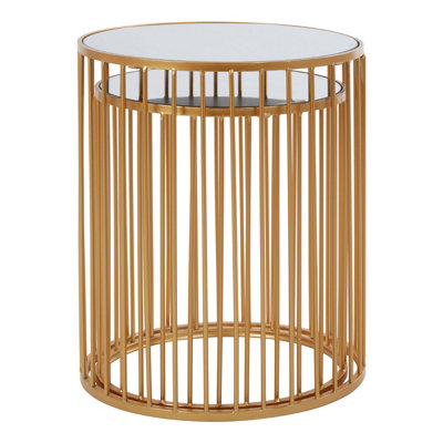 Orsina Nest Of 2 Round Side Tables, Gold Finish Metal Frame With ...