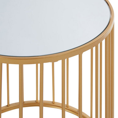 Orsina Nest Of 2 Round Side Tables, Gold Finish Metal Frame With ...