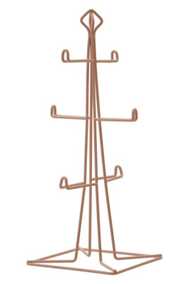 Orsina Pink Finish 6 Mug Tree, Stylish Wire Stand For Hanging Mugs With ...